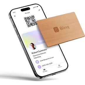 بطاقة Blinq Wood NFC - بطاقة عمل رقمية - مشاركة فورية عبر الصنبور - متوافقة مع iPhone وAndroid (Cherry Wood) in Kuwait