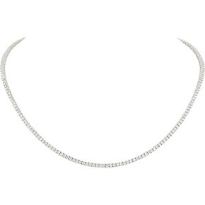 925 Sterling Silver Tennis Necklace for Women – 2mm Round Cut Cubic Zirconia Diamond Simulant – Classic Riviera Choker & Chain Collection – 14K Gold Plated or Rhodium Finishes in Saudi Arabia
