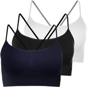 Kurve Women’s Sports Bra Top - Basic Seamless Stretch Spaghetti Strap Camisole Bandeau Tank Top (Non-Padded), Made in USA in Kuwait