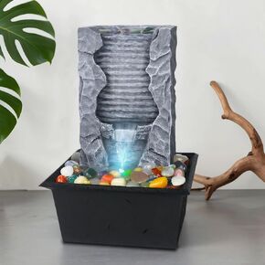 Tabletop Water Fountain Indoor, Resin Waterfall Fountain for Stress Relief and Meditation, Calming Office Desk Home Décor, Zen Relaxation Gift for Friend Office Boss, Excellent Housewarming Gift in Saudi Arabia