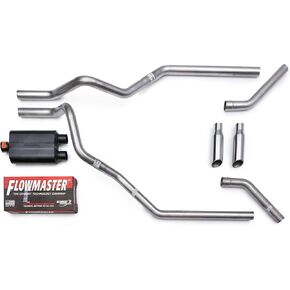 مجموعة عادم الشاحنة المزدوجة Flowmaster الأصلية ذات 40 مغزلًا والمنحنية بالكامل من الفولاذ المقاوم للصدأ مع أطراف in Kuwait