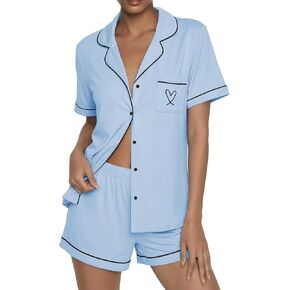 طقم بيجامة نسائي من Ekouaer بأزرار للصيف لطيف Pjs مكون من قطعتين بأكمام قصيرة طقم صالة النوم S-XXL in Kuwait