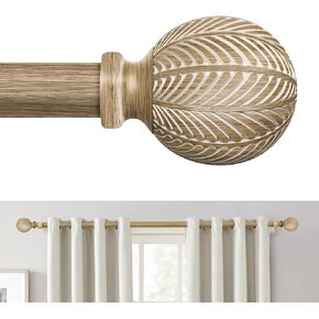 قضبان ستارة خشبية بوهو للنوافذ من 48 إلى 84 بوصة، قضيب ستارة ريفي قابل للتعديل مقاس 1 بوصة مع تشطيبات من الحبوب الخشبية المقلدة، قضبان ستائر مزخرفة شديدة التحمل للمزرعة، 36-88 بوصة، خشب مقاوم للطقس in Kuwait