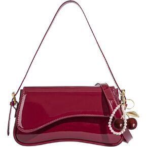Black Purses for Women Trendy, Y2K Faux Leather Clutch Purse with Cherry Pendant,Crossbody Shoulder Bag and Handbags in Saudi Arabia
