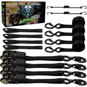 UMIRO Ratchet Tie Down Straps 4-Pack, 1 Inch x 15 Feet, 2200lbs Break Strength with Safety S Hooks, for Trucks, Cargo, Moving, Appliances, Black in Kuwait