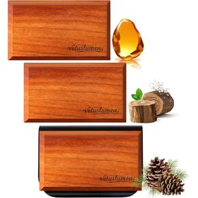 Car Air Freshener - 3 Pack (Amber-Teak-Pine) Wooden Air Freshener, Natural Essential Oil Scents, Car Accessories for Women, Smell Good Premium Automotive Gift Set - Metal Clip Included in Kuwait