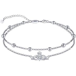 Anklet for Women S925 Sterling Silver Adjustable Foot Charm Ankle Bracelet Anklets Jewelry 9.5-10.5 Inches in Saudi Arabia