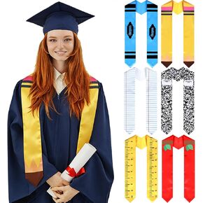 Hercicy 6 Pcs Teacher Graduation Stole Class of 2026 Teacher Graduation Sash Gift Pencil Apple Crayon Composition Notebook Ruler College Grad Sashes in Kuwait