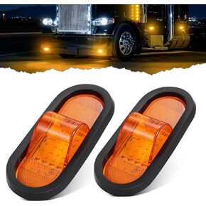 4 قطع 6.5 بوصة بيضاوية LED مصابيح جانبية 24 LED إشارة منتصف الانعطاف أضواء علامة كهرمانية مع عدسة عاكسة، حلقة مطاطية محكمة الغلق 6 بوصة LED علامة منتصف السفينة وأضواء إشارة الانعطاف لمقطورات نصف الشاحنات RVs in Kuwait