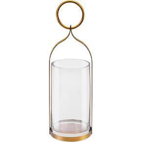 جرة اسطوانة زجاجية متينة بعرض 4 بوصات مع حامل معدني من النحاس العتيق، حاوية زجاجية للعرض للشموع والنباتات، فانوس الإعصار، حامل الشموع، صناعي، مزرعة، خارجي in Kuwait