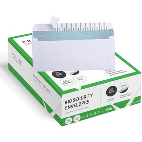PBC #10 مظاريف الأعمال الأمنية حجم الرسالة 4-1/8" × 9-1/2"، قشر وختم إغلاق ذاتي اللصق، مظاريف بريدية ورقية بيضاء متعددة الأغراض بوزن 20 رطل، عدد 500 (26869-500) in Kuwait