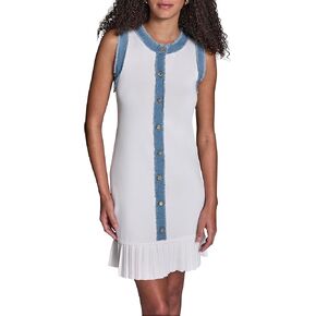 BCBG Womens Sleeveless Knit Denim Colorblock Short Dress in Saudi Arabia