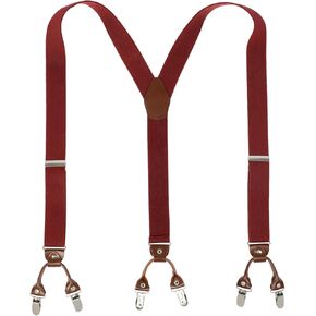 Suspenders for Men with leather 6 Heavy-Duty Clips, 1.4 Inches Wide Men's Suspenders Y-Back Adjustable Elastic Fit in Saudi Arabia