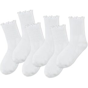 FYC 6 Pairs of Ruffle Socks Women, Cute Lace Ruffle Ankle Socks, Soft Breathable Socks for Daily Wear in Kuwait