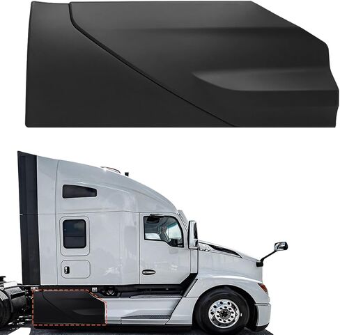 لوحات انسيابية جانبية خلفية سوداء لـ Kenworth T680 2022 2023 2024+ مع دعامة تثبيت لوحة تنورة جانبية بديلة OE لملحقات T680 (جانب السائق الأيسر) in Saudi Arabia