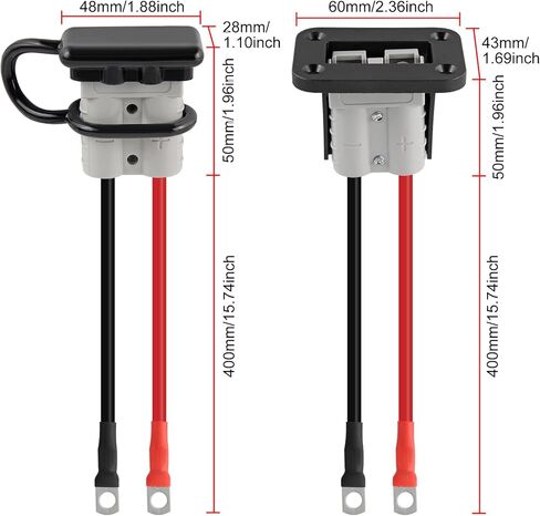 AITRIP 2 Sets 50A Battery Quick Connect/Disconnect Connector 8AWG with 1.3FT Cables Wire Harness Plug Connector Kit for Winch Trailer Towing Systems Gray in Saudi Arabia
