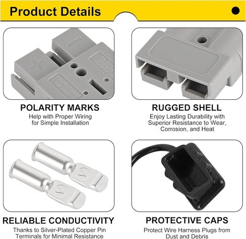 AITRIP 2 Sets 50A Battery Quick Connect/Disconnect Connector 8AWG with 1.3FT Cables Wire Harness Plug Connector Kit for Winch Trailer Towing Systems Gray in Saudi Arabia