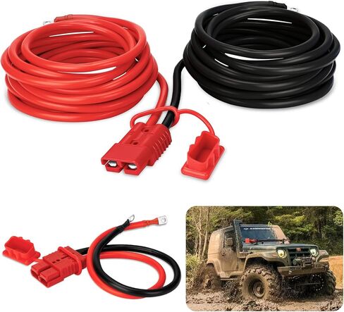 24 FT Quick Disconnect Winch Power Cable, 2 AWG Copper Winch Wiring Kit, Heavy Duty Quick Disconnect Cables for Recovery, Towing and Daily Use in Saudi Arabia