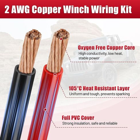 24 FT Quick Disconnect Winch Power Cable, 2 AWG Copper Winch Wiring Kit, Heavy Duty Quick Disconnect Cables for Recovery, Towing and Daily Use in Saudi Arabia