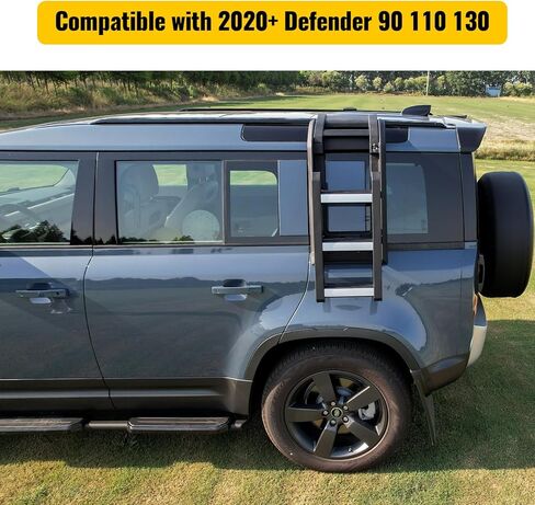 Multi Segment Folding Side Access Ladder Rack Side Window Roof Step Ladder Fit for Land Rover Defender 90 110 130 2020 2021 2022 2023 2024 2025, Silver in Saudi Arabia