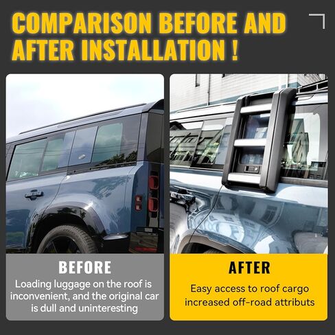 Multi Segment Folding Side Access Ladder Rack Side Window Roof Step Ladder Fit for Land Rover Defender 90 110 130 2020 2021 2022 2023 2024 2025, Silver in Saudi Arabia