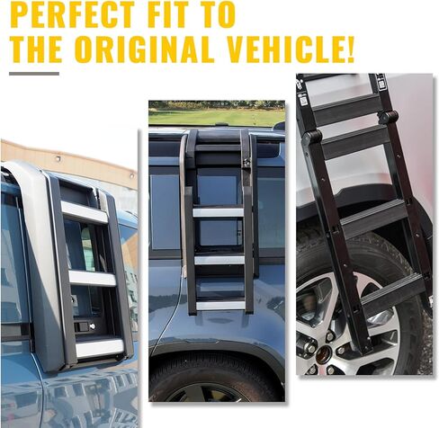Multi Segment Folding Side Access Ladder Rack Side Window Roof Step Ladder Fit for Land Rover Defender 90 110 130 2020 2021 2022 2023 2024 2025, Silver in Saudi Arabia