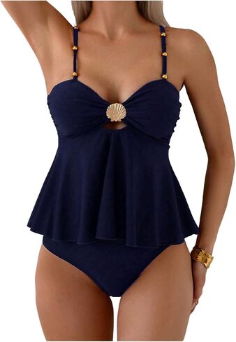 Gorglitter نساء عالية الخصر ثونغ tankini swimsuits قذيفة المعادن قذيفة الاستحمام بدلة الصيف الشاطئ العطلات ارتداء 2025 in Kuwait