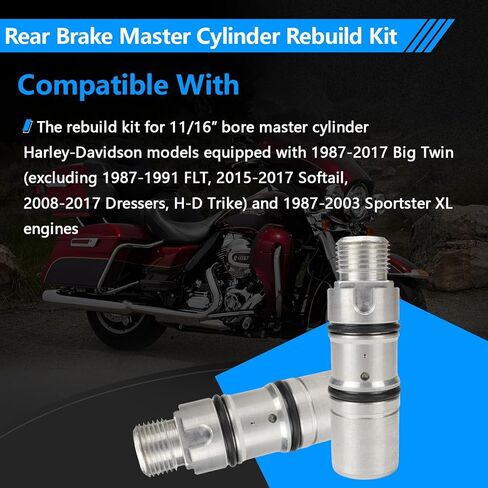 Rear Brake Master Cylinder Rebuild Kit Compatible with Harley Davidson Softail, FXR, Dyna, Electra/Tour/Street/Road Glide, Road King, Sportster,OEM Replace# 42382-87 DS-195059 in Saudi Arabia