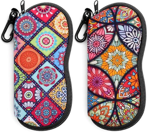 FEISEDY 2Pack Sunglasses Soft Case Ultra Light Neoprene Zipper Portable Eyeglass Pouch with Belt Clip B0385 in Saudi Arabia