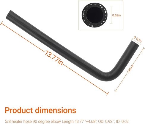 16198M 90 درجة استبدال خرطوم سخان مصبوب، 5/8 خرطوم سخان 90 درجة طول الكوع 13.77 بوصة +4.68 بوصة، OD: 0.94 بوصة، ID: 0.62 in Kuwait