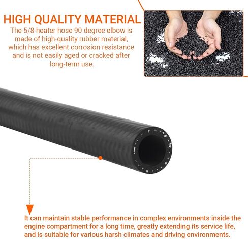 16198M 90 درجة استبدال خرطوم سخان مصبوب، 5/8 خرطوم سخان 90 درجة طول الكوع 13.77 بوصة +4.68 بوصة، OD: 0.94 بوصة، ID: 0.62 in Kuwait