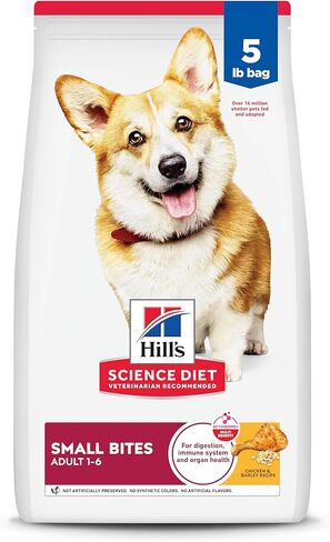 طعام جاف للكلاب من Hill's Science Diet، للبالغين، لقيمات صغيرة، وصفة الدجاج والشعير، كيس بوزن 35 رطلاً in Kuwait