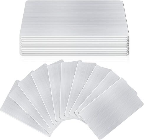 50 pcs 304 Stainless Steel Metal Business Cards Blanks, 3.4 x 2.1 Inch Thickness 0.5 mm Metal Card Laser Engraving Steel Plates for Business House Customer DIY Gift in Saudi Arabia