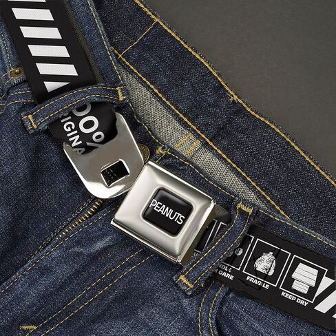Peanuts Belt, Seatbelt Buckle Belt, Peanuts Snoopy Care Symbols 100% Original Black White, Adjustable in Saudi Arabia