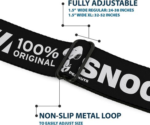 Peanuts Belt, Seatbelt Buckle Belt, Peanuts Snoopy Care Symbols 100% Original Black White, Adjustable in Saudi Arabia