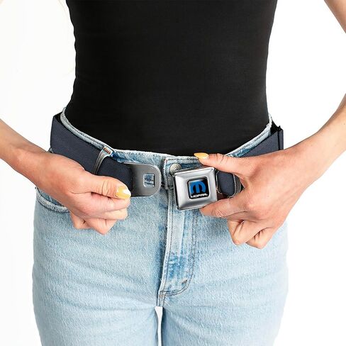 Buckle-Down Seatbelt Belt Reclaimed Black Panel, Mopar Blue, Adult XXL (44"-63") in Saudi Arabia