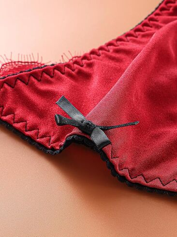 4-Pack Lace Bow Thong Panties, Sexy Seamless Lace Thongs for Women, Comfortable No Show Low Waist Underwear Set in Saudi Arabia