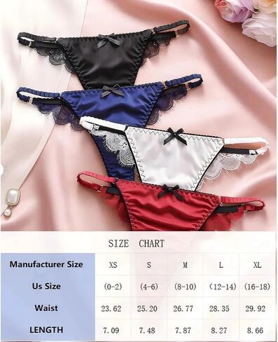 4-Pack Lace Bow Thong Panties, Sexy Seamless Lace Thongs for Women, Comfortable No Show Low Waist Underwear Set in Saudi Arabia