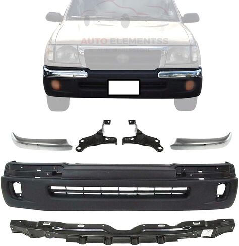 Front Bumper Cover + End Cap Trims Chrome + Reinforcement + Brackets For 1998-2000 Toyota Tacoma Truck Direct Replacement in Saudi Arabia