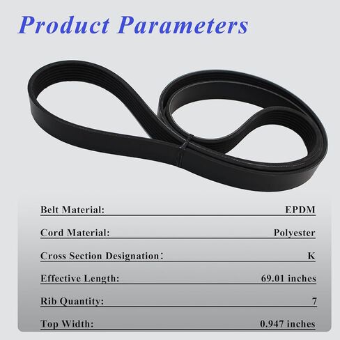 حزام محرك أفعواني من AUCERAMIC مناسب لـ Acura TSX 2.4L 2004-2008، لهوندا CR-V 2.4L 2007-2009، لنيسان Cabstar NP300 NP300 Frontier 2.5L استبدال # K070690 38920RBBE02 in Kuwait