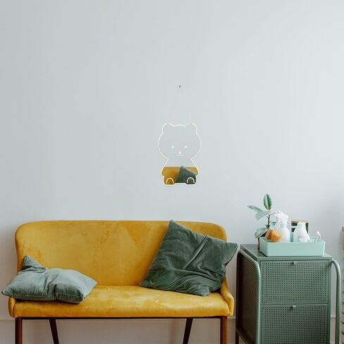 Luxshiny Bear Shape Acrylic Wall Mirror Pendant Decor Creative Nordic Style Smiling Bear Design for Boys and Artistic Chic Wall-Mounted Mirror for Entryway Bedroom Bathroom Hotel and in Saudi Arabia