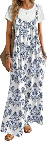 Ekouaer Overalls Wide Leg Jumpsuits White Italian Print S in Saudi Arabia