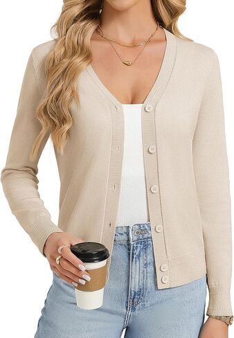 GRACE KARIN Womens Lightweight Cardigan Sweaters Trendy Button Up V-Neck Knit Cardigans Shrug Spring Fashion Clothes in Saudi Arabia