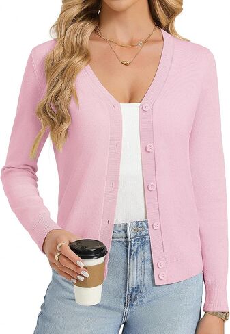 GRACE KARIN Womens Lightweight Cardigan Sweaters Trendy Button Up V-Neck Knit Cardigans Shrug Spring Fashion Clothes in Saudi Arabia