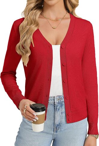 GRACE KARIN Womens Lightweight Cardigan Sweaters Trendy Button Up V-Neck Knit Cardigans Shrug Spring Fashion Clothes in Saudi Arabia