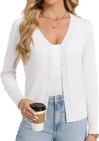 GRACE KARIN Womens Lightweight Cardigan Sweaters Trendy Button Up V-Neck Knit Cardigans Shrug Spring Fashion Clothes in Saudi Arabia