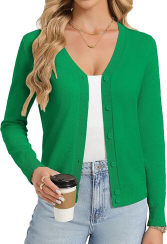 GRACE KARIN Womens Lightweight Cardigan Sweaters Trendy Button Up V-Neck Knit Cardigans Shrug Spring Fashion Clothes in Saudi Arabia