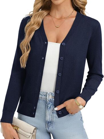 GRACE KARIN Womens Lightweight Cardigan Sweaters Trendy Button Up V-Neck Knit Cardigans Shrug Spring Fashion Clothes in Saudi Arabia