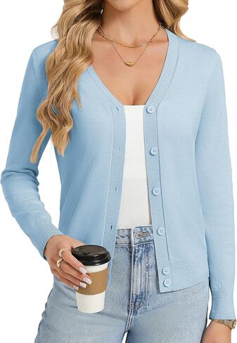 GRACE KARIN Womens Lightweight Cardigan Sweaters Trendy Button Up V-Neck Knit Cardigans Shrug Spring Fashion Clothes in Saudi Arabia
