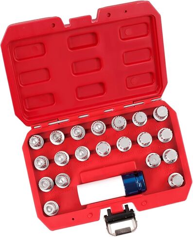 21pcs Anti-Theft Wheel Lock Removal Kit, Compatible for BMW & Mini Series,BMW,with 1/2 inch (12.7mm) Socket Adapter Blue，BMW Automotive Screw Remover Key Socket Tool Set in Saudi Arabia